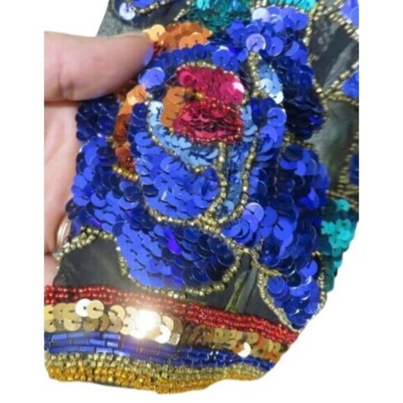 Oleg Cassini Black Tie Stunning Intricate Hand Beaded Sequined Gown Vintage - Picture 6 of 10